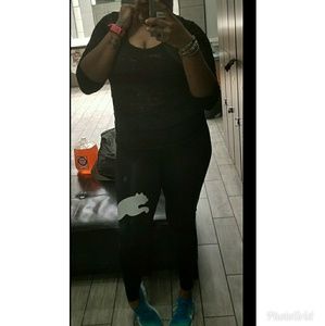 Puma Logo Black Leggings Size Med